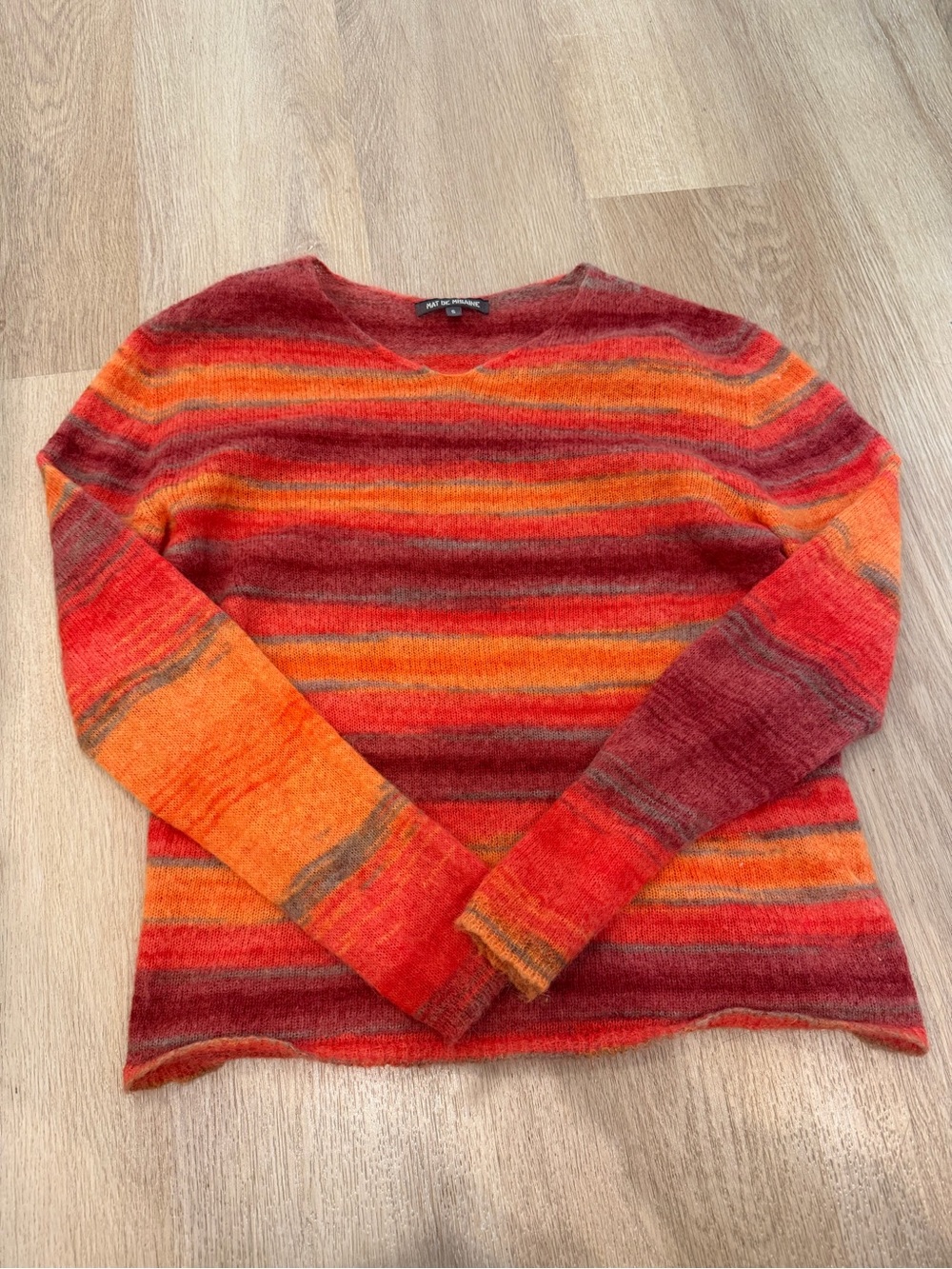 Soft Striped V-Neck Sweater Mohair/Wool blend
